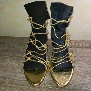 Giuseppe Zanoti gold open toe sandal heels